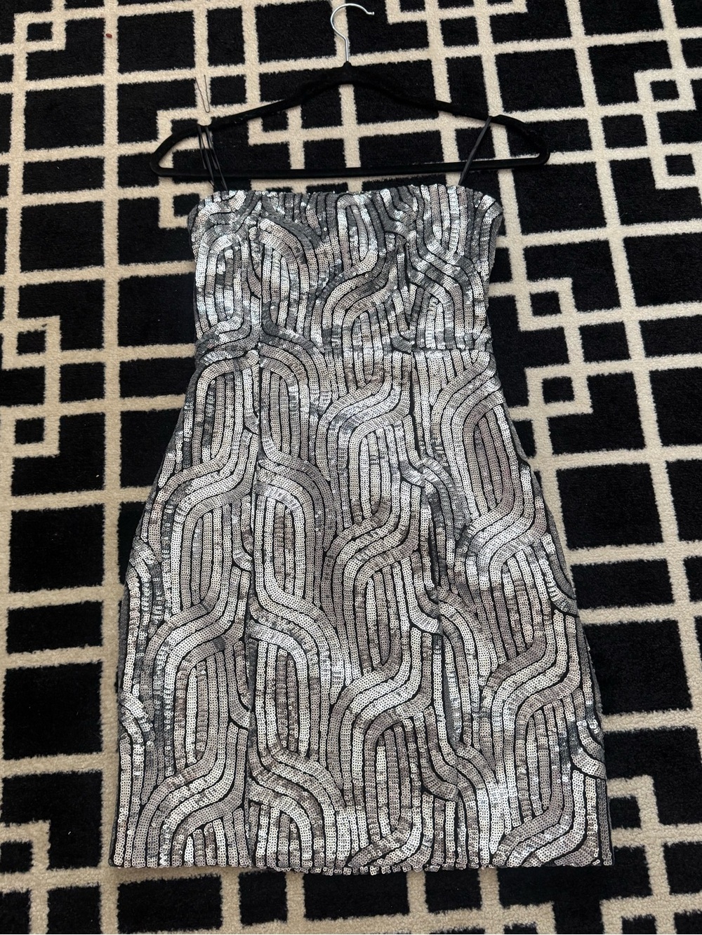Zara Silver Sequin Strapless Mini Dress XS